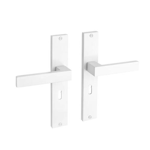 Geveerde Deurklink Lusso met schild met sleutelgat, Doe-het-zelf en Verbouw, Hang- en Sluitwerk, Klink of Kruk, Nieuw, IJzer, Ophalen of Verzenden