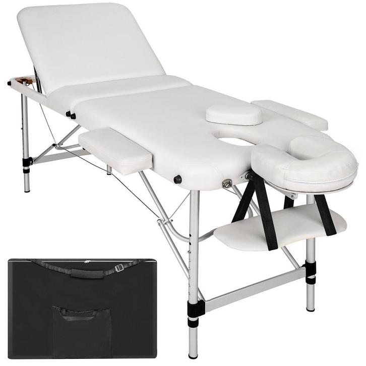 3 zones massagetafel met 5cm vulling en aluminiumframe - wit, Sport en Fitness, Massageproducten, Verzenden