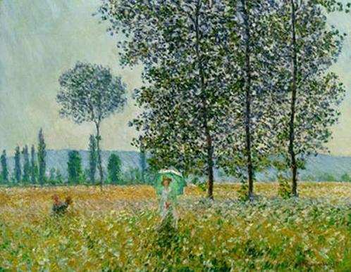 Kunstdruk Claude Monet - Felder im Frühling 90x70cm, Huis en Inrichting, Woonaccessoires | Schilderijen, Tekeningen en Foto's
