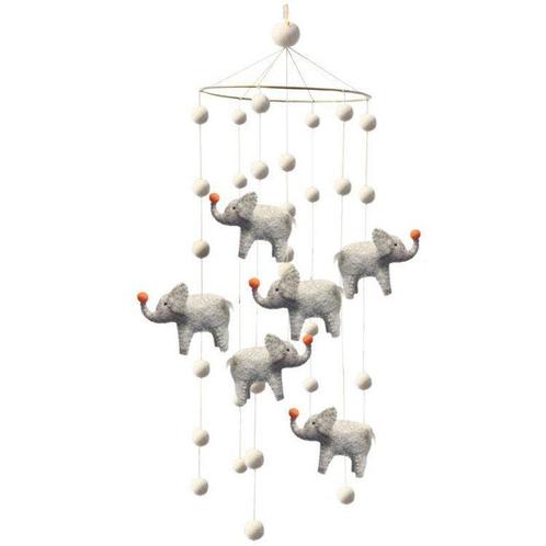 Vilten mobiel 6 grijze vilten Olifanten - 21cm NIEUW, Kinderen en Baby's, Kinderkamer | Inrichting en Decoratie, Nieuw, Ophalen of Verzenden