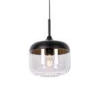Design hanglamp zwart met goud en smoke glas - Kyan, Huis en Inrichting, Nieuw, Glas, Design, 75 cm of meer