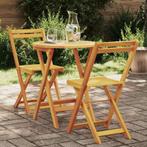 vidaXL Tuin Bistro Set met kussen 3 pcs Bruin Massief, Tuin en Terras, Verzenden, Nieuw
