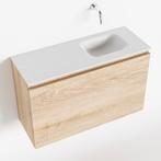 MONDIAZ OLAN 80cm toiletmeubel washed_oak. LEX wastafel talc, Ophalen of Verzenden, Nieuw, Bad
