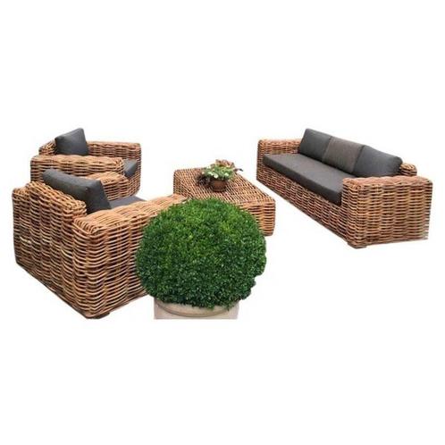 Sabuga stoel-bank loungeset 4-delig naturel rotan, Tuin en Terras, Tuinsets en Loungesets, Nieuw, Ophalen of Verzenden