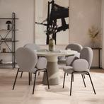 Set van 4 stoelen Scandi gestoffeerd, bouclé stof - lichtgri, Nieuw, Verzenden
