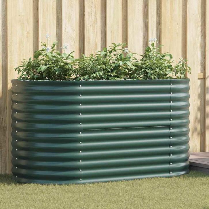 vidaXL Verhoogde plantenbak Groen 160 x 80 x 81 cm Staal, Tuin en Terras, Bloembakken en Plantenbakken, Nieuw, Metaal, Verzenden