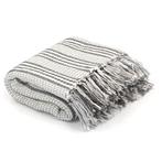 vidaXL Plaid strepen 125x150 cm katoen grijs en wit, Verzenden, Nieuw, Grijs