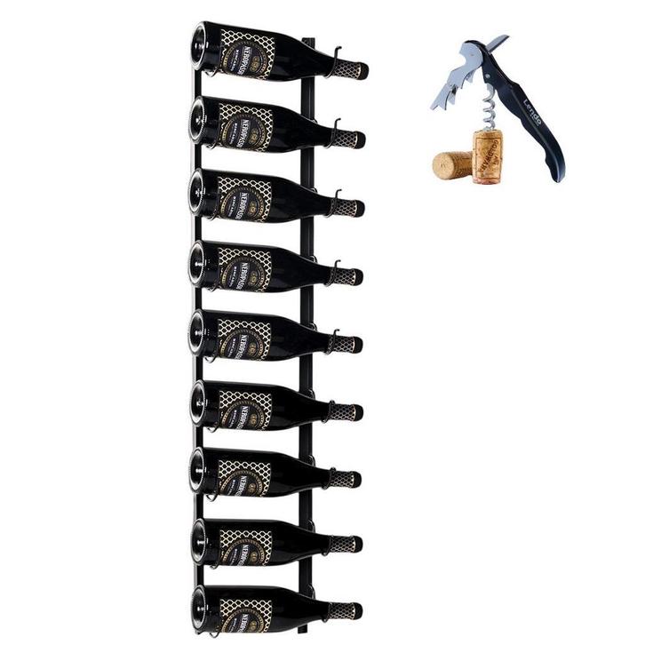 Wijnrek | 9 flessen | Wandmontage  | Rek voor muur | Staal, Huis en Inrichting, Woonaccessoires | Wijnrekken, 75 cm of meer, 5 tot 15 flessen
