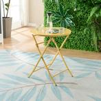 Klaptafel Sande tuintafel metaal rond 71xØ62 cm geel [en.cas, Verzenden, Nieuw