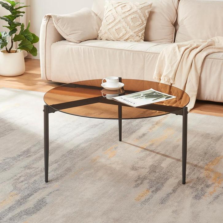 Salontafel Ulökantaa Ø80x40 cm bruin [en.casa], Huis en Inrichting, Tafels | Salontafels, Verzenden