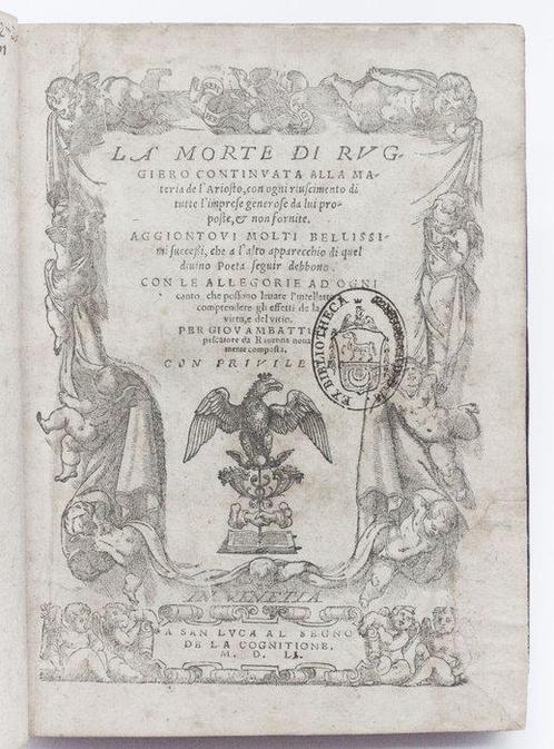 Pescatore - Morte di Ruggiero - 1551, Antiek en Kunst, Antiek | Boeken en Bijbels