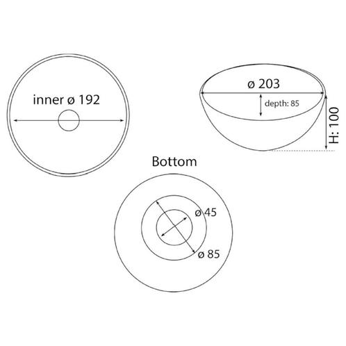 Waskom BWS Nox Mini 20 cm Solid Marmo Mat Zwart, Doe-het-zelf en Verbouw, Sanitair, Ophalen of Verzenden