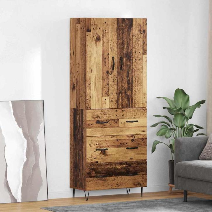 vidaXL buffetkast met lade 2 pcs Oudhout Geëngineerd hout en, Huis en Inrichting, Kasten | Buffetkasten, Nieuw, Minder dan 50 cm