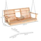 TRUUSK Hangbank Met Klaptafel En Bekerhouders Naturel Hout 1, Tuin en Terras, Verzenden, Nieuw