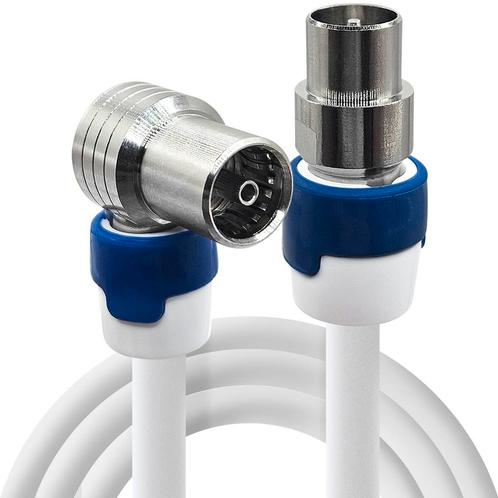 Coax kabel op de hand gemaakt - 20 meter  - Wit - IEC 4G, Audio, Tv en Foto, Audiokabels en Televisiekabels, Nieuw, Verzenden