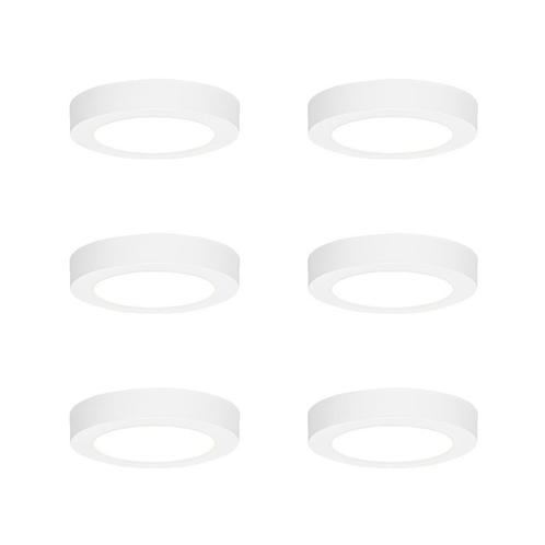Set van 6 In- of opbouwspot wit 14 cm incl. LED 3 staps dim, Tuin en Terras, Buitenverlichting, Nieuw, Kunststof