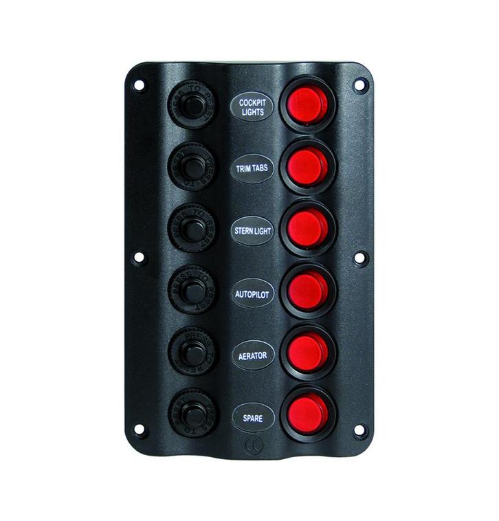 Schakelpaneel Wave 6 Schakelaars 12V, Watersport en Boten, Navigatiemiddelen en Scheepselektronica, Nieuw, Ophalen of Verzenden