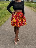 Afrikaanse print mini rok - Rode Flowers, Kleding | Dames, Ophalen of Verzenden, Nieuw
