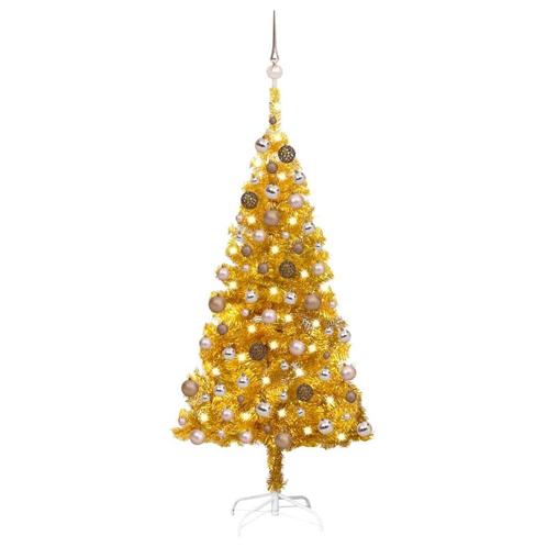 vidaXL Kunstkerstboom met verlichting en kerstballen 150 cm, Diversen, Kerst, Nieuw, Verzenden