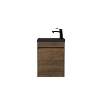 Fonteinmeubel Antonio 40cm walnoot met mat zwarte wastafel beschikbaar voor biedingen
