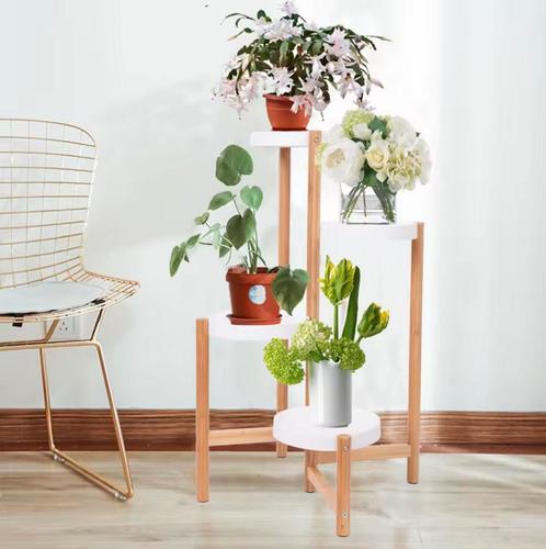 4-Lagen Bamboe Plantenstandaard - Nordic Stijl Plantenbak, Tuin en Terras, Bloembakken en Plantenbakken, Nieuw, Hout, Verzenden