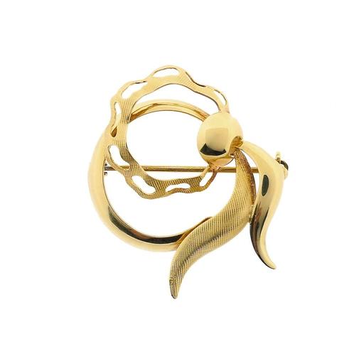 Vintage gouden abstracte broche (vintage broche), Sieraden, Tassen en Uiterlijk, Broches, Overige kleuren, Gebruikt, Goud, Ophalen of Verzenden