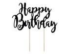 Cake topper Happy Birthday Zwart, Ophalen of Verzenden, Nieuw