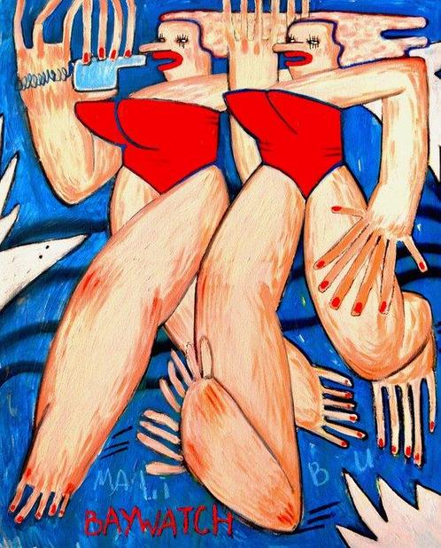 Yana Medow - Baywatch - XL, Antiek en Kunst, Kunst | Schilderijen | Modern