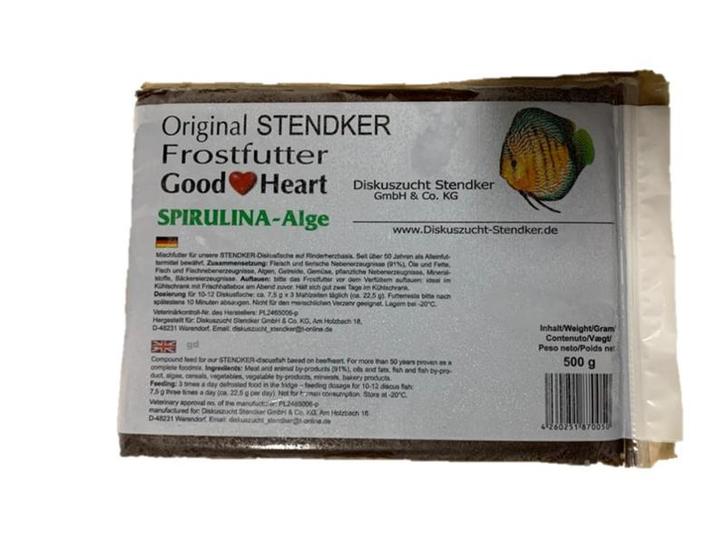 Stendker GoodHeart Spirulina 500gr plaat (Diepvriesvoer), Dieren en Toebehoren, Vissen | Aquaria en Toebehoren, Overige typen
