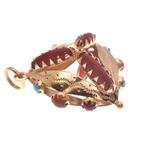 18 K. Gouden Oosterse hanger met edelstenen (turquoise), Sieraden, Tassen en Uiterlijk, Bedels, Ophalen of Verzenden, Gebruikt