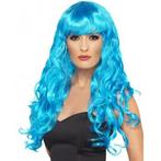 Damespruik blauw lang haar - Damespruiken, Verzenden, Nieuw
