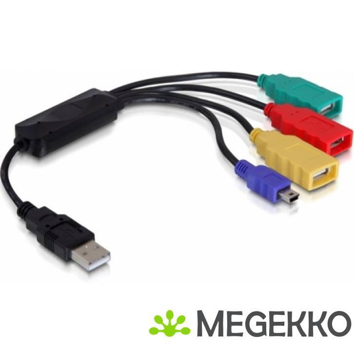 Delock 61724 USB 2.0 externe 4-poorts kabelhub, Computers en Software, USB Sticks, Nieuw, Verzenden