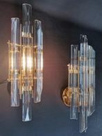 Wandlamp - Kristal, Metaal - Paar vintage wandlampen, Antiek en Kunst, Antiek | Lampen