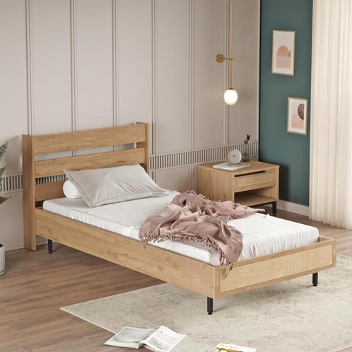 Eenpersoonsbed Kvænangen met bedbodem 100x200 cm [en.casa], Huis en Inrichting, Slaapkamer | Bedden, Nieuw, Verzenden