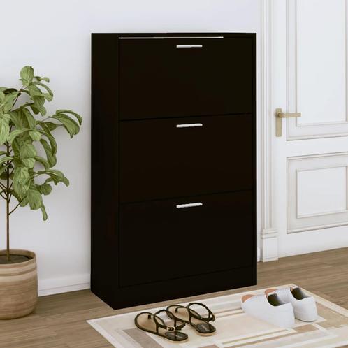 vidaXL Schoenenkast 63x24x103 cm bewerkt hout zwart, Huis en Inrichting, Kasten | Schoenenrekken, Nieuw, Verzenden