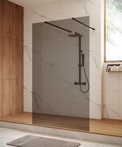Douchewand Andorra 130 x 200 cm Zwart – Inloopdouche 8 mm, Doe-het-zelf en Verbouw, Sanitair, Nieuw, Douche, Verzenden