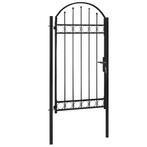 vidaXL Poort met gebogen bovenkant 100x250 cm staal zwart, Verzenden, Nieuw
