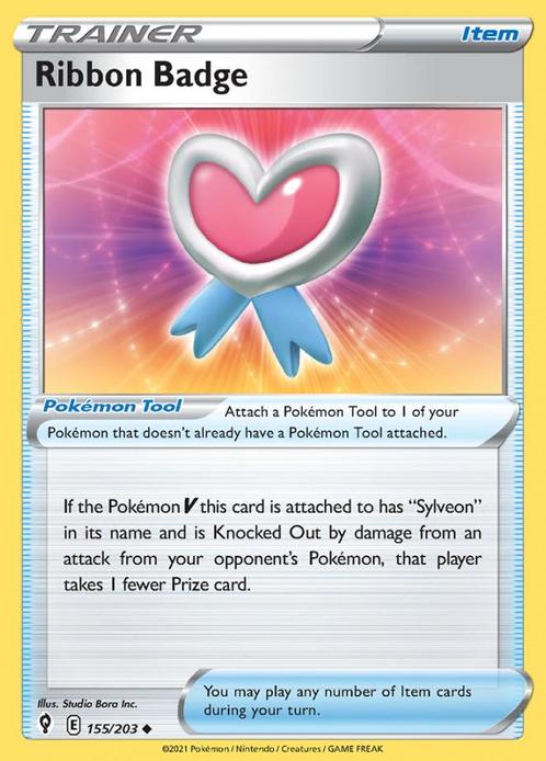 ribbon badge 155/203 evolving skies, Hobby en Vrije tijd, Verzamelkaartspellen | Pokémon, Losse kaart, Nieuw, Foil, Ophalen of Verzenden