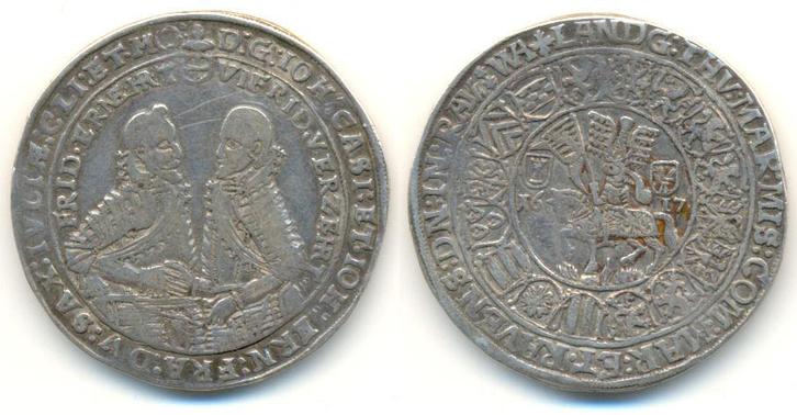 1/2 taler, daalder 1617 Sachsen Coburg Eisenach:, Postzegels en Munten, Munten | Europa | Niet-Euromunten, Verzenden