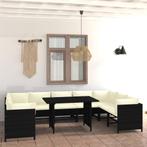 vidaXL 10-delige Loungeset met kussens poly rattan zwart, Tuin en Terras, Tuinsets en Loungesets, Verzenden, Nieuw, Rotan, Loungeset