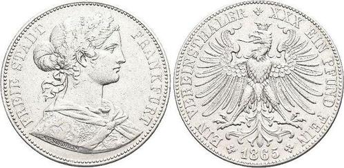 Vereinstaler, daalder 1865 Frankfurt-stadt, Postzegels en Munten, Munten | Europa | Niet-Euromunten, Verzenden