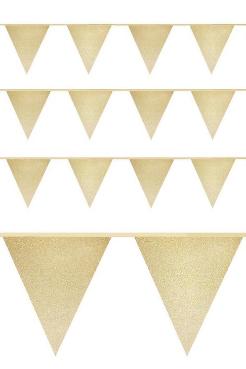 Kleine Gouden Vlaggetjes Goud Glitter Slinger Vlaggenlijn 6, Hobby en Vrije tijd, Feestartikelen, Carnaval, Feestartikel, Nieuw