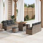 vidaXL Tuin Sofa Set met opslag 9 pcs Grijs Poly riet, Verzenden, Nieuw, Rotan