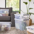 Sunware Q-line Opbergbox Transparant/Grijs 52 liter Set van, Ophalen of Verzenden, Nieuw