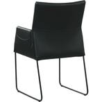 Set van 4 zwart leren eetkamerstoelen Els - met armleuning, Ophalen of Verzenden, Nieuw, Leer
