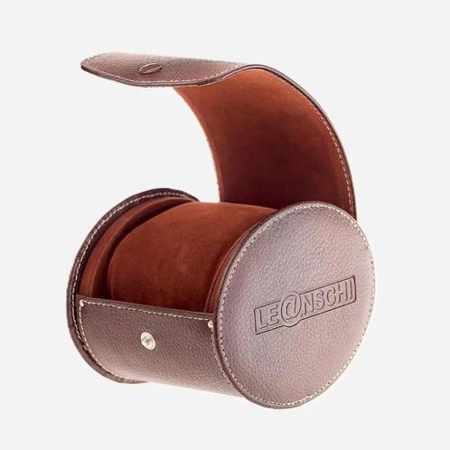 Horloge Pouch Donkerbruin leder Leanschi, Sieraden, Tassen en Uiterlijk, Horloges | Heren, Nieuw, Verzenden