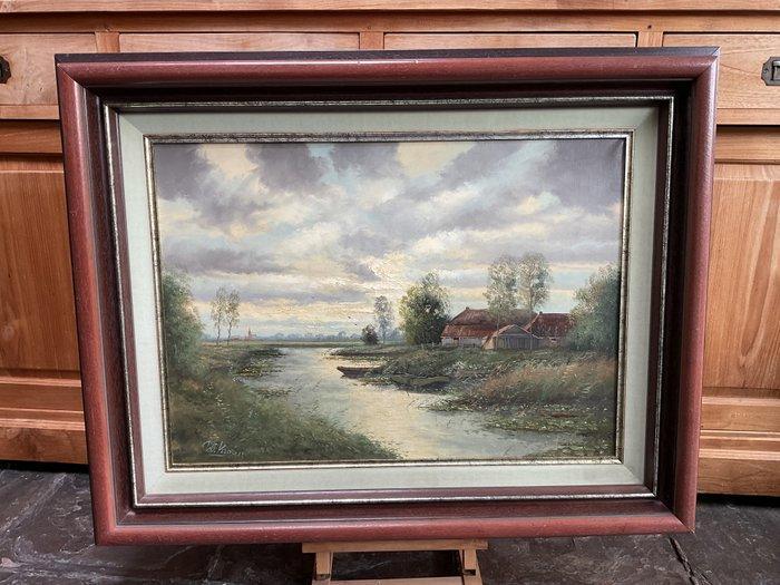 Willem Kroon(1946-2001) - Polderlandschap., Antiek en Kunst, Kunst | Schilderijen | Klassiek