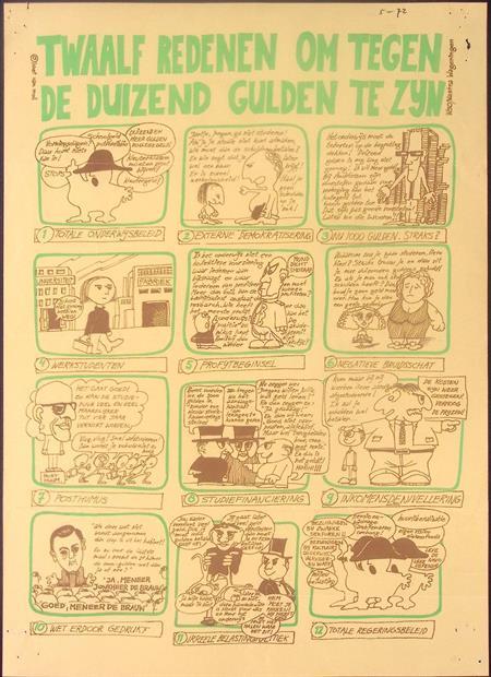 Poster met strip tegen de F1000 (lijst optie, Posters), Verzamelen, Posters, Nieuw, Overige onderwerpen, Met lijst, Verzenden