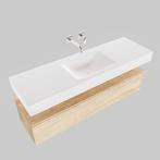 Badkamermeubel AQS Ibiza 150 cm Washed Oak Solid Surface, Ophalen of Verzenden, Nieuw