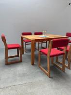 Stoel - Textiel, Vurenhout - Eettafel en 6 stoelen